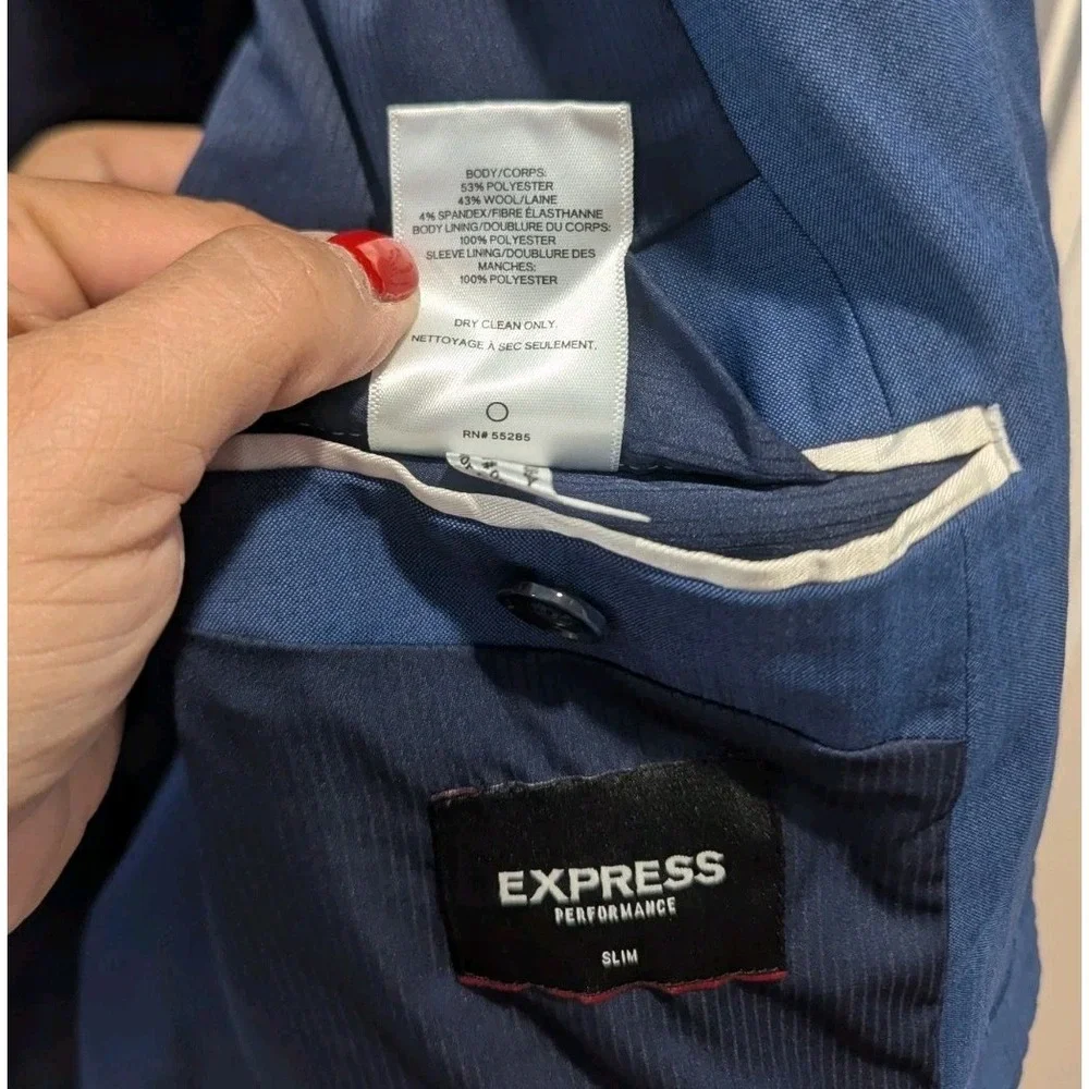 Modern Business Express Performance Slim Sport Coat 38R Blue Stretch Blazer